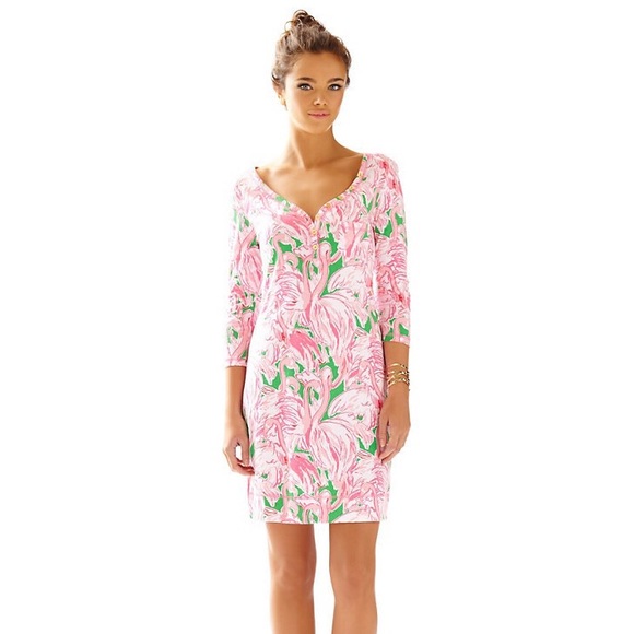 EUC Lilly Pulitzer v neck flamingo Palmetto dress - Picture 4 of 7